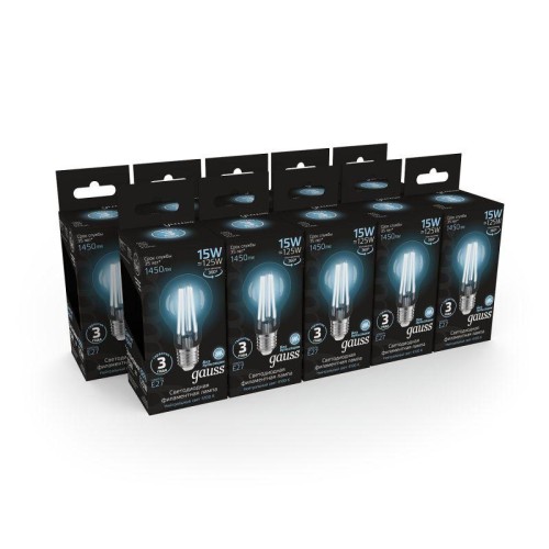Лампа светодиодная филаментная Black Filament 15Вт A60 грушевидная 4100К нейтр. бел. E27 1450лм GAUS