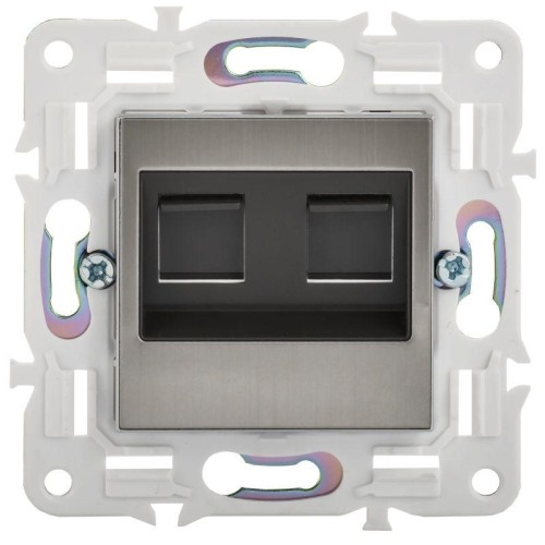 Розетка компьютерная двойн. RJ45 кат.6 SKANDY SK-K04N никель IEK SK-K20-2-K50