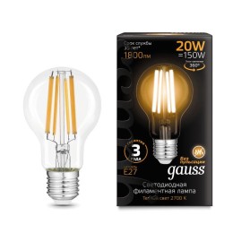 Лампа светодиодная филаментная Black Filament 20Вт A60 грушевидная 2700К тепл. бел. E27 1800лм GAUSS