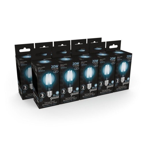 Лампа светодиодная филаментная Black Filament 20Вт A60 грушевидная 4100К нейтр. бел. E27 1850лм GAUS