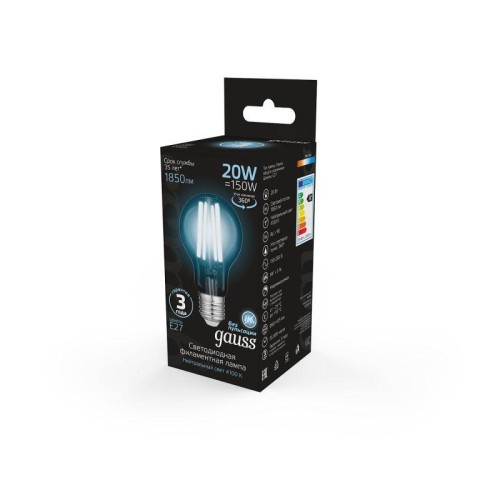 Лампа светодиодная филаментная Black Filament 20Вт A60 грушевидная 4100К нейтр. бел. E27 1850лм GAUS