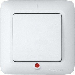 Выключатель 2-кл. СП Прима 10А IP20 с подсветкой бел. (опт. упак.) SchE VS5U-217-B