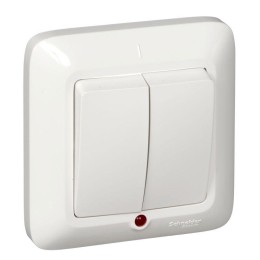 Выключатель 2-кл. СП Прима 10А IP20 с подсветкой бел. (опт. упак.) SchE VS5U-217-B