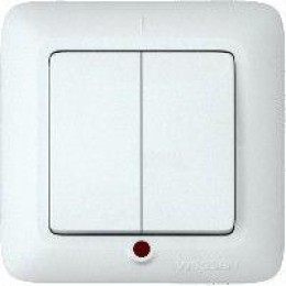 Выключатель 2-кл. СП Прима 10А IP20 с подсветкой бел. (опт. упак.) SchE VS5U-217-B