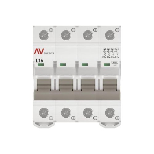 Выключатель автоматический модульный 4п L 16А 6кА AV-6 DC AVERES EKF mcb6-DC-4-16L-av