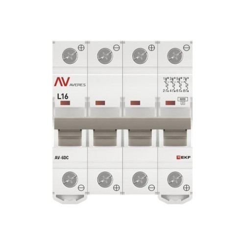 Выключатель автоматический модульный 4п L 16А 6кА AV-6 DC AVERES EKF mcb6-DC-4-16L-av