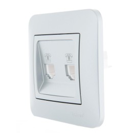 Розетка телефонная 2-м СП Karina RJ11 механизм матов. серебр. LEZARD 707-4388-138