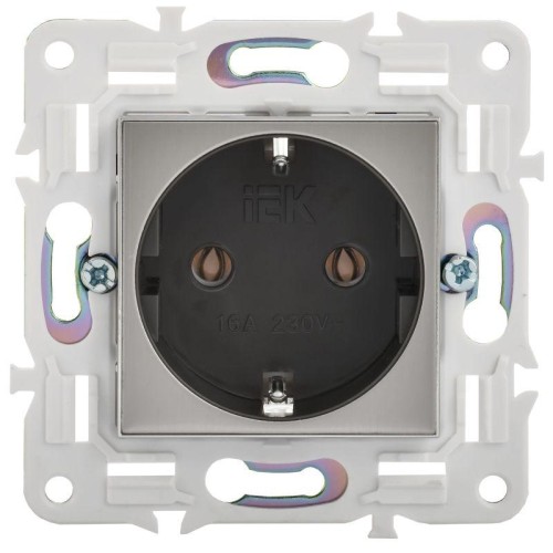 Розетка SKANDY 16А с заземл. без защ. шторок SK-R05N никель IEK SK-R11-16-K50