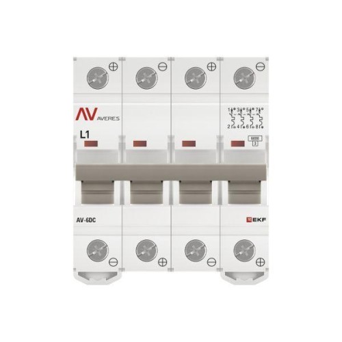 Выключатель автоматический модульный 4п L 1А 6кА AV-6 DC AVERES EKF mcb6-DC-4-01L-av
