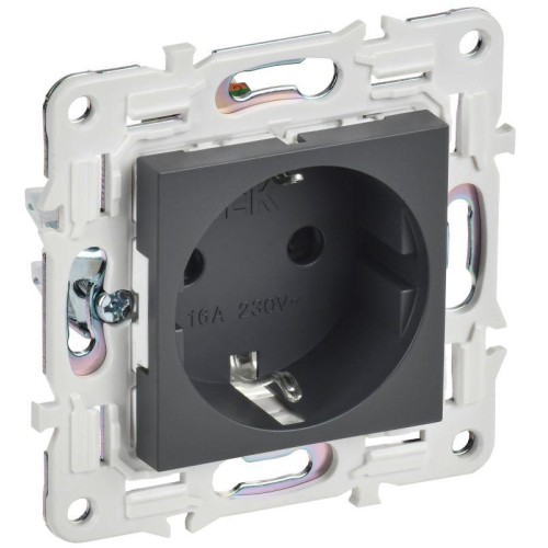 Розетка SKANDY 16А с заземл. защ. шторки SK-R04T титан IEK SK-R14-16-K48