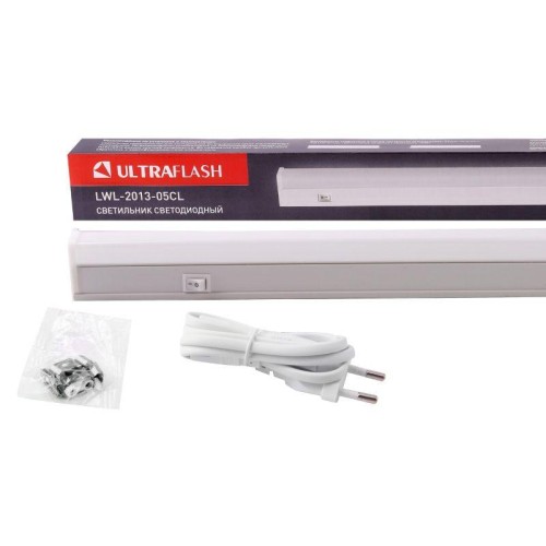 Светильник светодиодный LWL-2013-5CL 5Вт 20LED 4000К IP20 300лм 310мм 220В линейный с сетевым провод