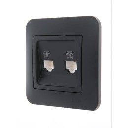 Розетка телефонная 2-м СП Karina RJ11 механизм черн. бархат LEZARD 707-4288-138