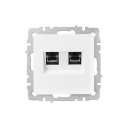 Розетка компьютерная двойн. СП RJ45 кат.6 BRITE РК11-2-БрБ механизм бел. IEK BR-K20-2-K01