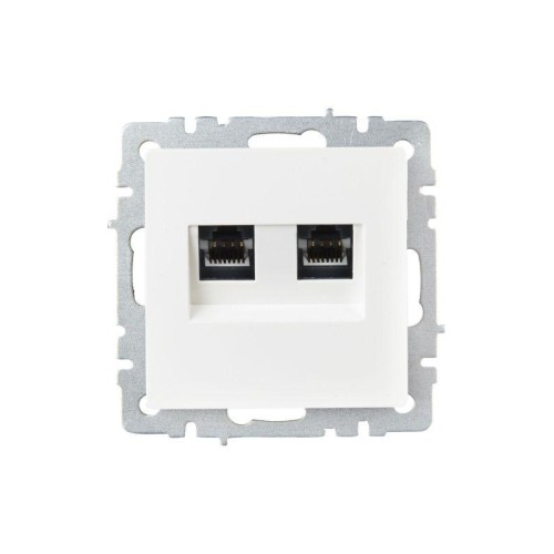 Розетка компьютерная двойн. СП RJ45 кат.6 BRITE РК11-2-БрБ механизм бел. IEK BR-K20-2-K01