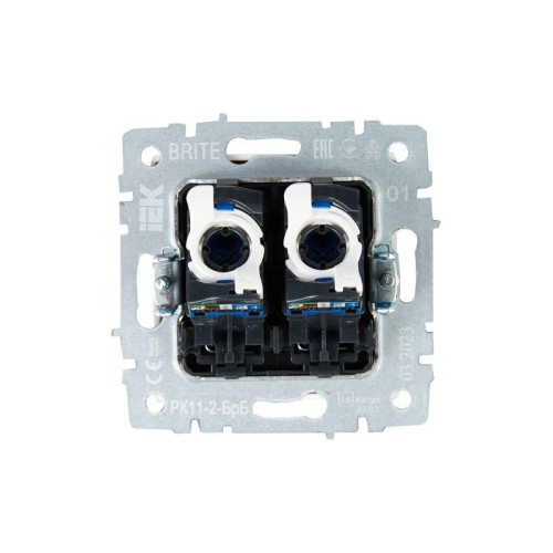 Розетка компьютерная двойн. СП RJ45 кат.6 BRITE РК11-2-БрБ механизм бел. IEK BR-K20-2-K01