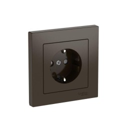 Розетка AtlasDesign 16А с заземл. защ. шторки быстрозажим. клем. в сборе мокко SE ATN000644S