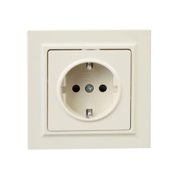 Розетка СП BRITE РСР14-1-0-БрКр 16А в сборе с заземл. защ. шторки беж. IEK BR-R14-16-K10-F