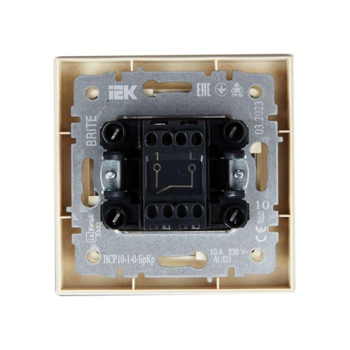Выключатель 1-кл. СП BRITE ВСР10-1-0-БрКр 10А в сборе беж. IEK BR-V10-0-10-K10-F