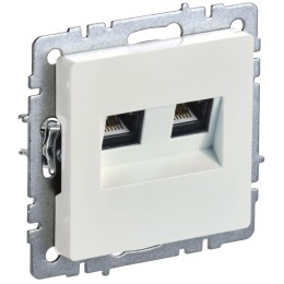 Розетка компьютерная двойн. СП RJ45 кат.6 BRITE РК11-2-БрЖ механизм жемчуж. IEK BR-K20-2-K36
