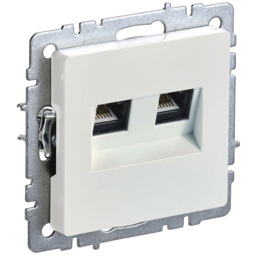 Розетка компьютерная двойн. СП RJ45 кат.6 BRITE РК11-2-БрЖ механизм жемчуж. IEK BR-K20-2-K36