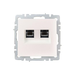 Розетка компьютерная двойн. СП RJ45 кат.6 BRITE РК11-2-БрЖ механизм жемчуж. IEK BR-K20-2-K36