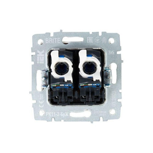 Розетка компьютерная двойн. СП RJ45 кат.6 BRITE РК11-2-БрЖ механизм жемчуж. IEK BR-K20-2-K36