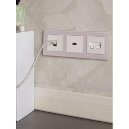 Розетка компьютерная двойн. СП RJ45 кат.6 BRITE РК11-2-БрЖ механизм жемчуж. IEK BR-K20-2-K36