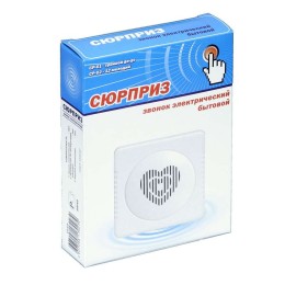 Звонок проводной Сюрприз тройной ди-до с кнопкой и проводом 2ААх1.5В 80-90дБА бел. Тритон СР-01Б