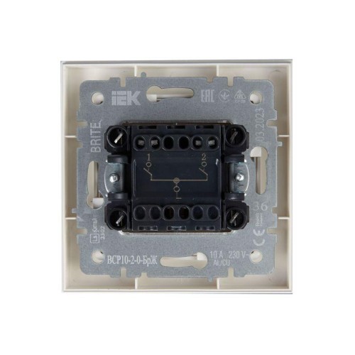 Выключатель 2-кл. СП BRITE ВСР10-2-0-БрЖ 10А в сборе жемчуж. IEK BR-V20-0-10-K36-F