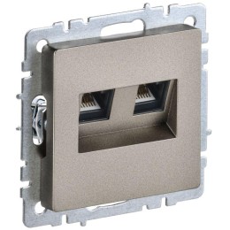 Розетка компьютерная двойн. СП RJ45 кат.6 BRITE РК11-2-БрШ механизм шампань IEK BR-K20-2-K37