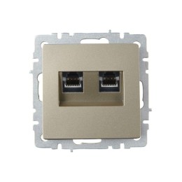 Розетка компьютерная двойн. СП RJ45 кат.6 BRITE РК11-2-БрШ механизм шампань IEK BR-K20-2-K37