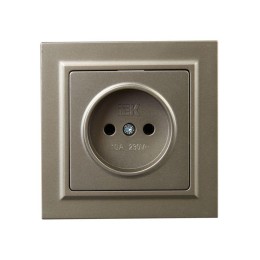 Розетка СП BRITE РСР10-1-0-БрШ 10А в сборе без заземл. без защ. шторок шампань IEK BR-R10-10-K37-F