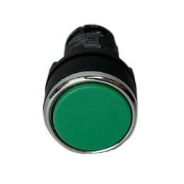 Кнопка нажимная моноблочная 22мм IP 40 1НО+1НО зел. EMAS MB101DY