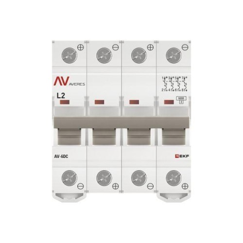 Выключатель автоматический модульный 4п L 2А 6кА AV-6 DC AVERES EKF mcb6-DC-4-02L-av