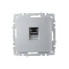 Розетка компьютерная СП RJ45 кат.6 BRITE РК11-БрА механизм алюм. IEK BR-K10-2-K47