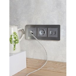 Розетка компьютерная СП RJ45 кат.6 BRITE РК11-БрА механизм алюм. IEK BR-K10-2-K47