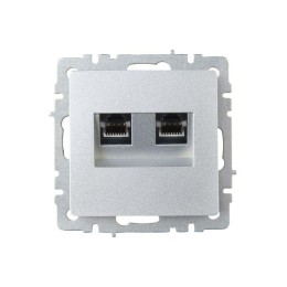 Розетка компьютерная двойн. СП RJ45 кат.6 BRITE РК11-2-БрА механизм алюм. IEK BR-K20-2-K47