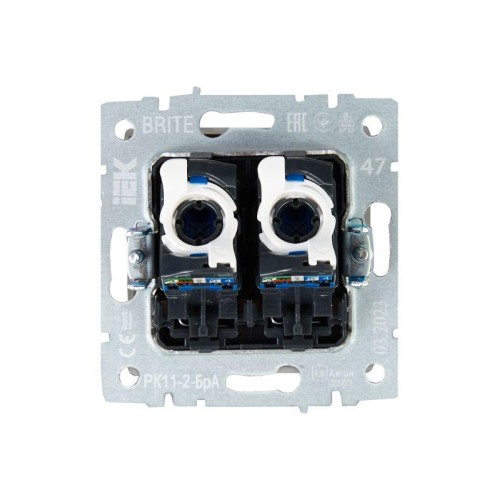 Розетка компьютерная двойн. СП RJ45 кат.6 BRITE РК11-2-БрА механизм алюм. IEK BR-K20-2-K47