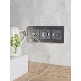 Розетка компьютерная двойн. СП RJ45 кат.6 BRITE РК11-2-БрА механизм алюм. IEK BR-K20-2-K47