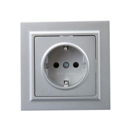 Розетка СП BRITE РСР14-1-0-БрА 16А в сборе с заземл. защ. шторки алюм. IEK BR-R14-16-K47-F