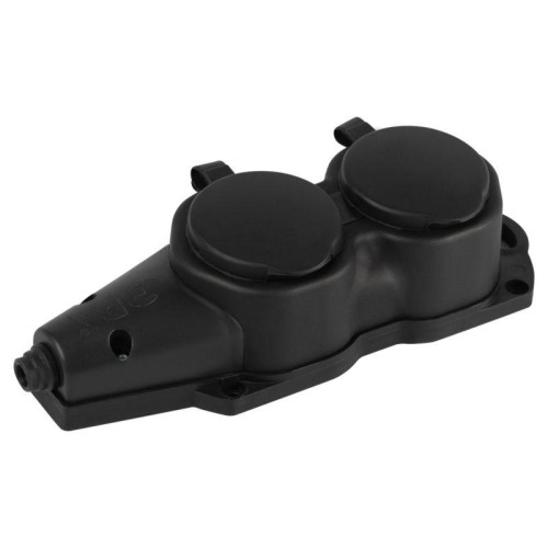 Колодка 2-м с заземл. 16A IP44 KX-2e-B-IP44 каучук. черн. Эра Б0068451