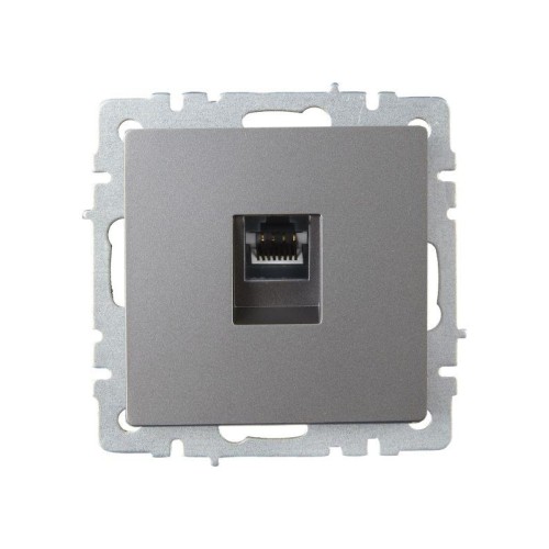 Розетка компьютерная СП RJ45 кат.6 BRITE РК11-БрС механизм сталь IEK BR-K10-2-K46