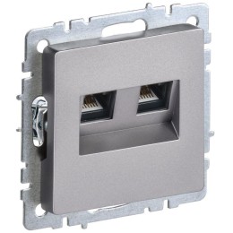 Розетка компьютерная двойн. СП RJ45 кат.6 BRITE РК11-2-БрС механизм сталь IEK BR-K20-2-K46