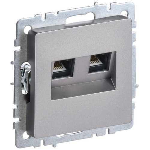 Розетка компьютерная двойн. СП RJ45 кат.6 BRITE РК11-2-БрС механизм сталь IEK BR-K20-2-K46
