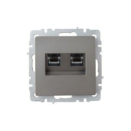 Розетка компьютерная двойн. СП RJ45 кат.6 BRITE РК11-2-БрС механизм сталь IEK BR-K20-2-K46