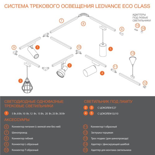 Светильник светодиодный трековый ECO TRACKSP 1PH 30W 840 BKRD 30Вт 2700Лм 4000К IP20 LEDVANCE 409985