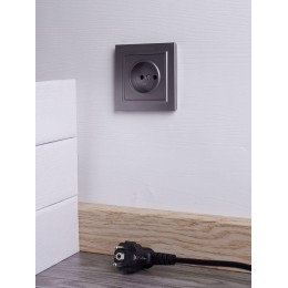 Розетка СП BRITE РСР10-1-0-БрС 10А в сборе без заземл. без защ. шторок сталь IEK BR-R10-10-K46-F