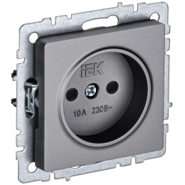 Розетка СП BRITE РСш10-2-БрС 10А без заземл. защ. шторки механизм сталь IEK BR-R13-10-K46