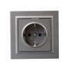 Розетка СП BRITE РСР14-1-0-БрС 16А в сборе с заземл. защ. шторки сталь IEK BR-R14-16-K46-F