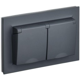 Розетка 2-м СП BRITE РСбш12-3-44-БрГ 16А IP44 в сборе с заземл. защ. шторки с крышкой графит IEK BR-